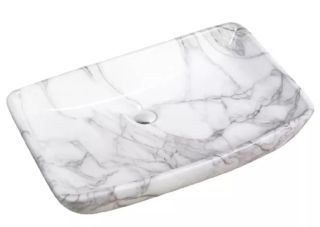 Раковина накладная SantiLine SL-7027 70см светло-серый мрамор